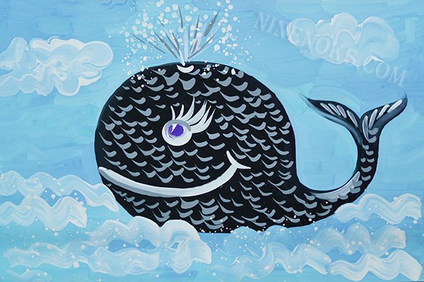 Кит гуашью для детей