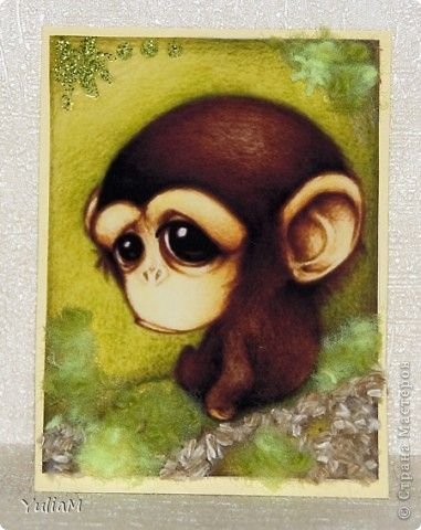 Обезьянка гуашью для детей