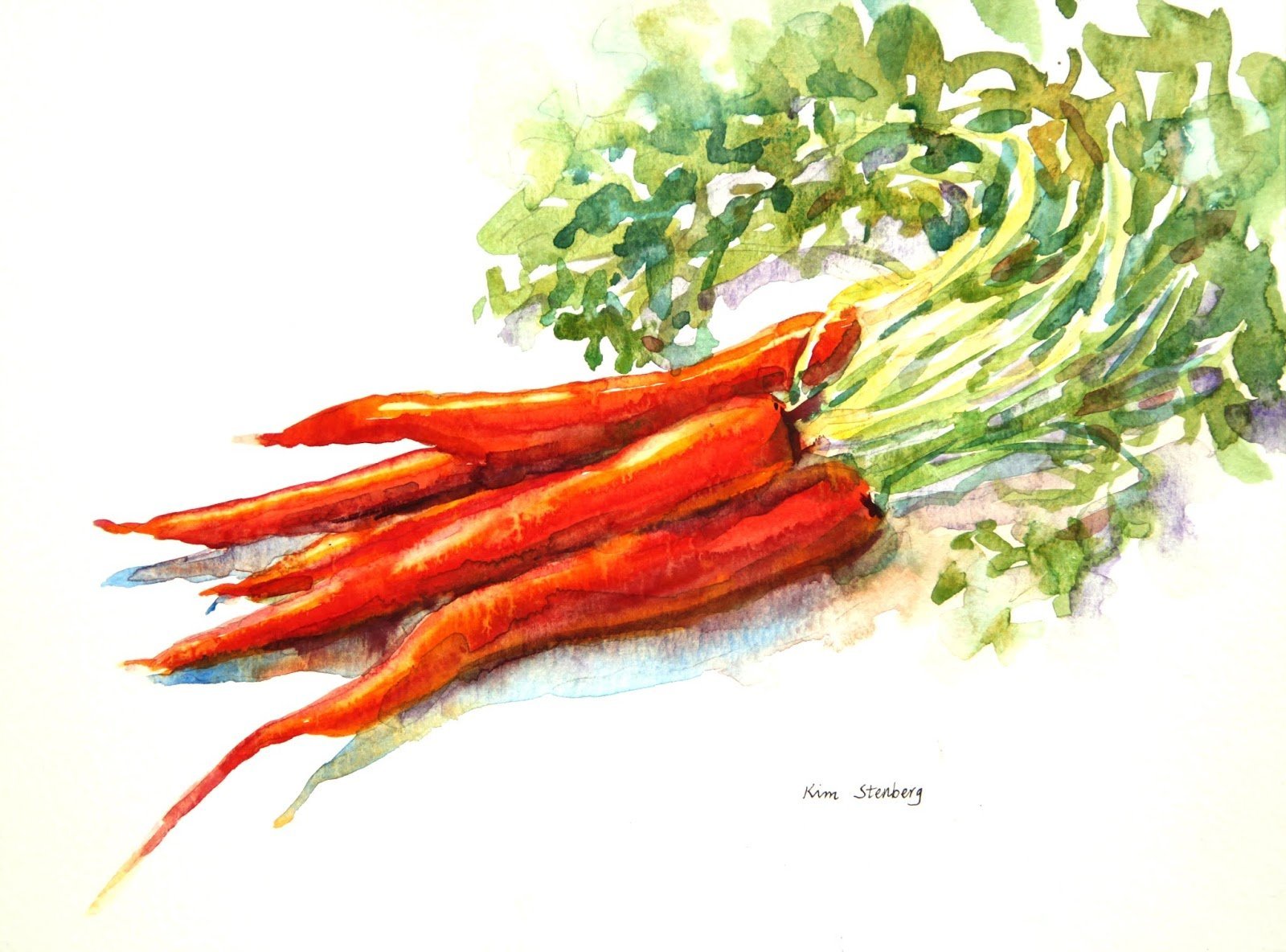 Свекла и морковь акварелью
