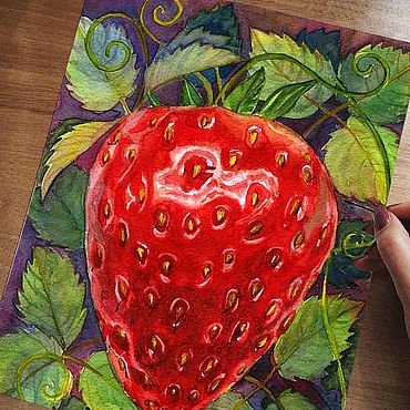 Клубника гуашью