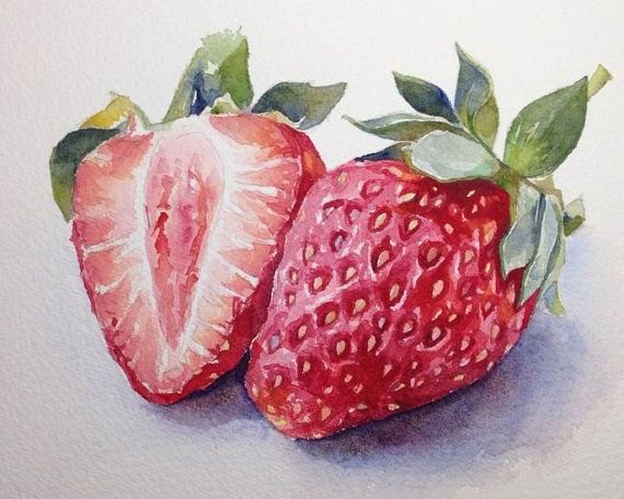 Клубника гуашью