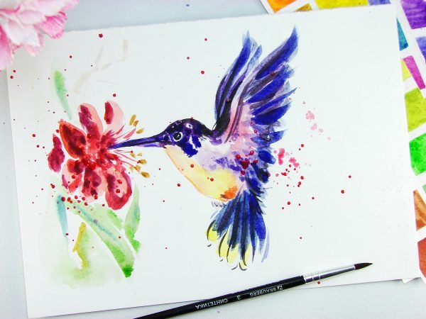Колибри рисунок гуашью