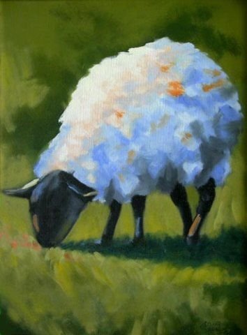 Овечка гуашью