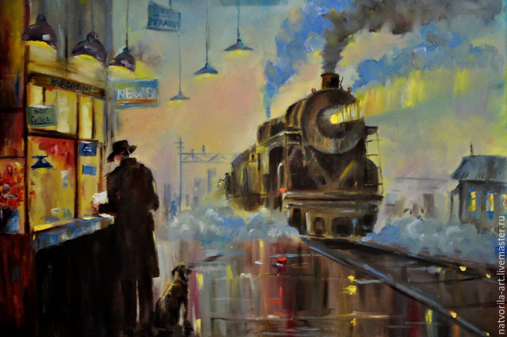 Дэвид Тутвилер художник вокзал мужчина киоск паровоз. Вокзал Берлин картина. Поезд живопись. Поезда в картинах художников. Поезд придет вовремя