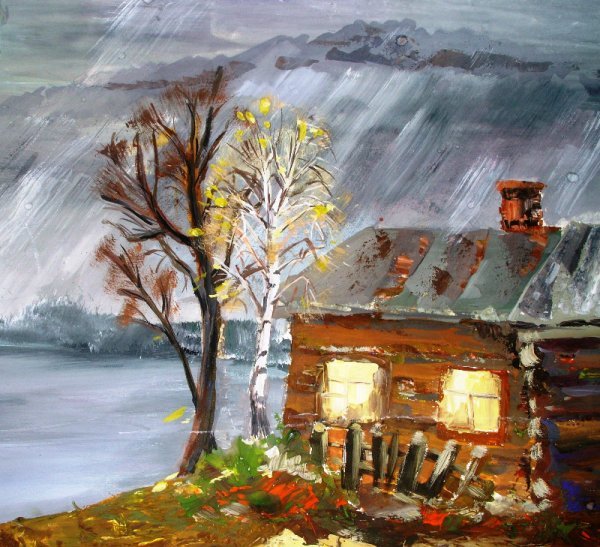 Поздняя осень гуашь