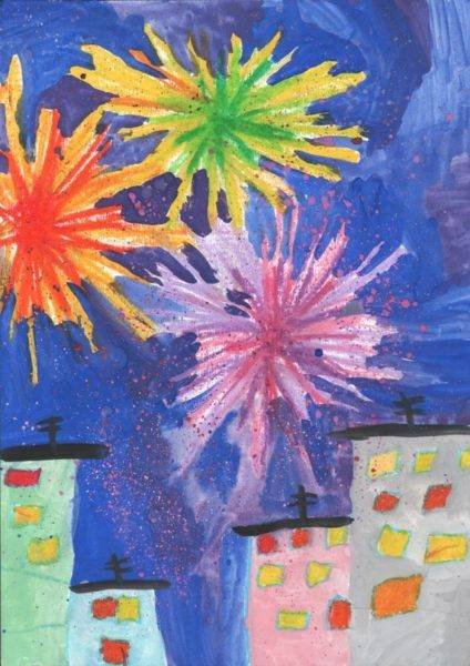 Фейерверк рисунок гуашью (49 фото)