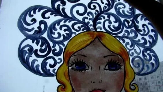 Снегурочка на окне гуашью