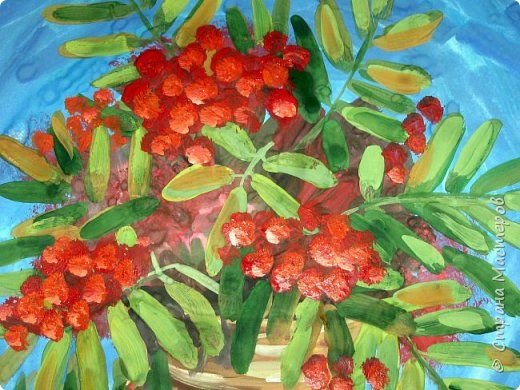 Осенний натюрморт для детей с рябиной