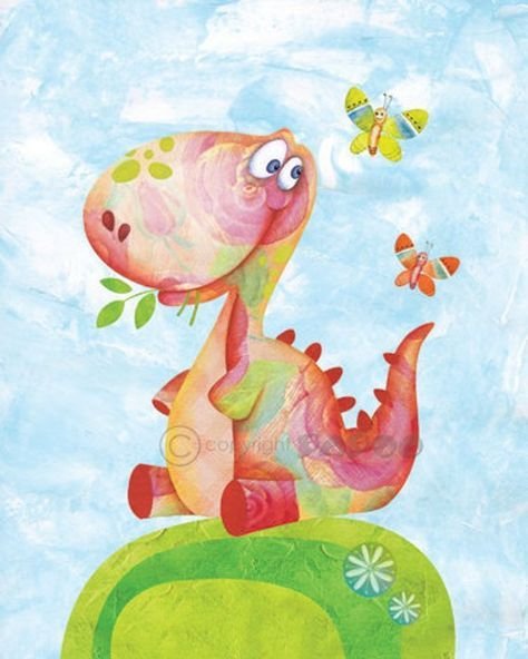 Динозаврик гуашью