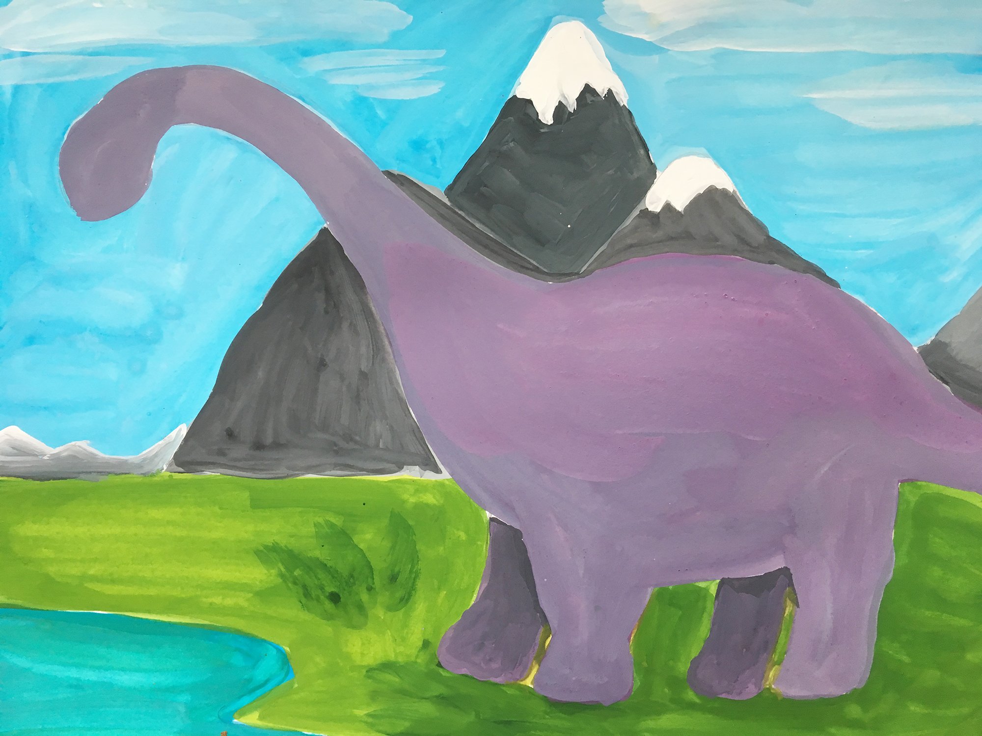 Динозавр рисунок гуашью