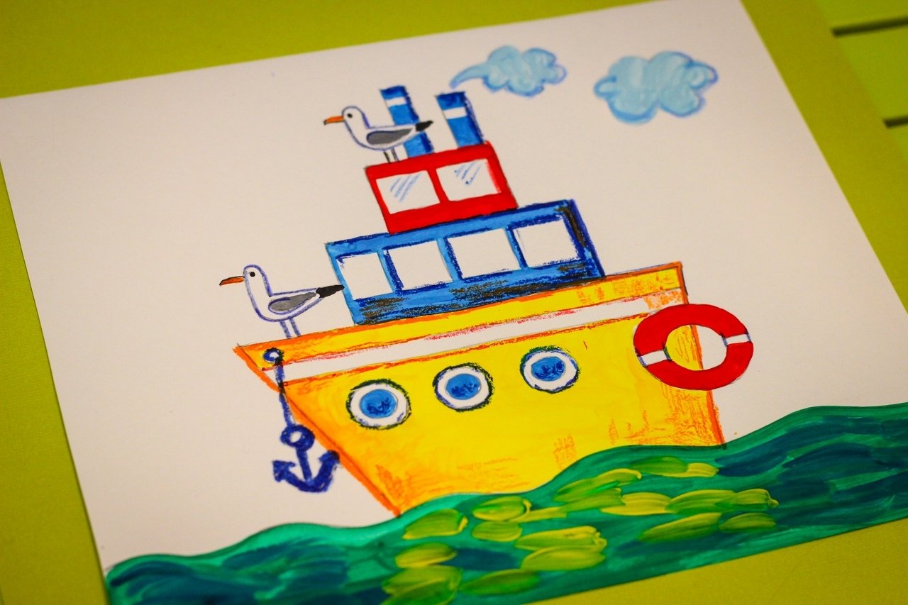 Рисуем кораблик с детьми