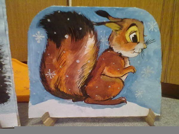 Белка рисунок гуашью