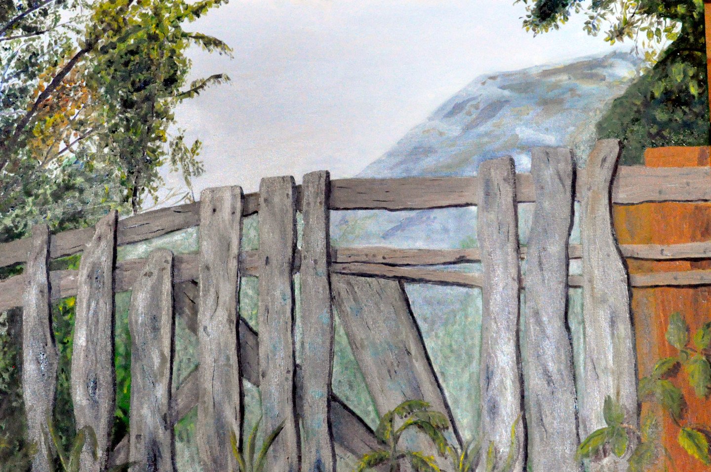 Деревенский забор живопись