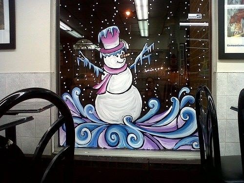 Роспись окон красками к новому году