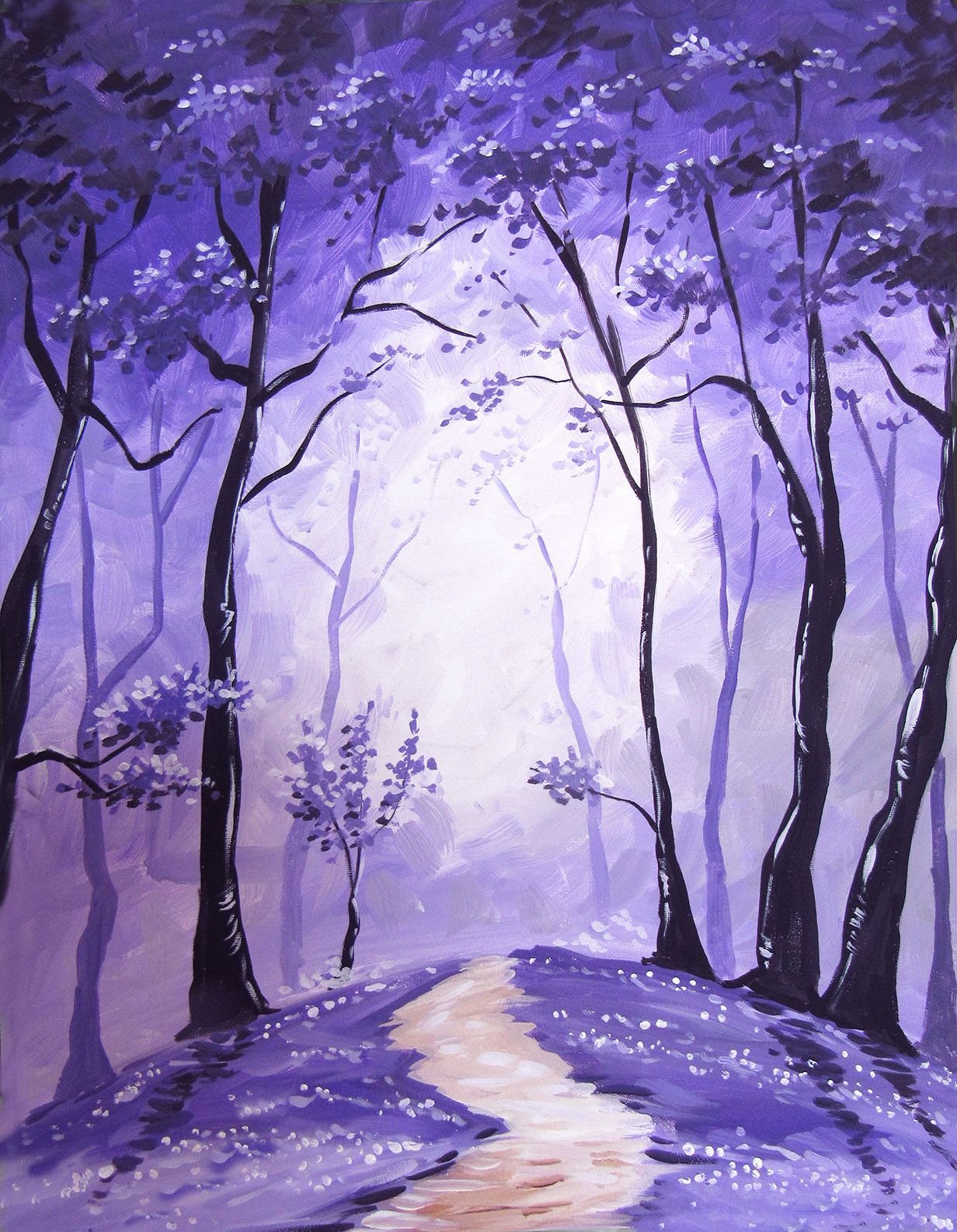 Фиолетовый пейзаж акварелью
