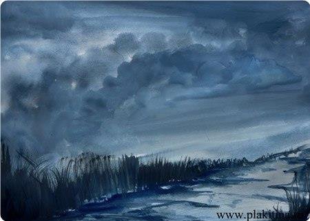 Хмурое небо красками