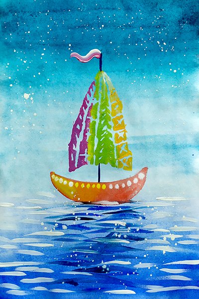 Кораблик гуашью