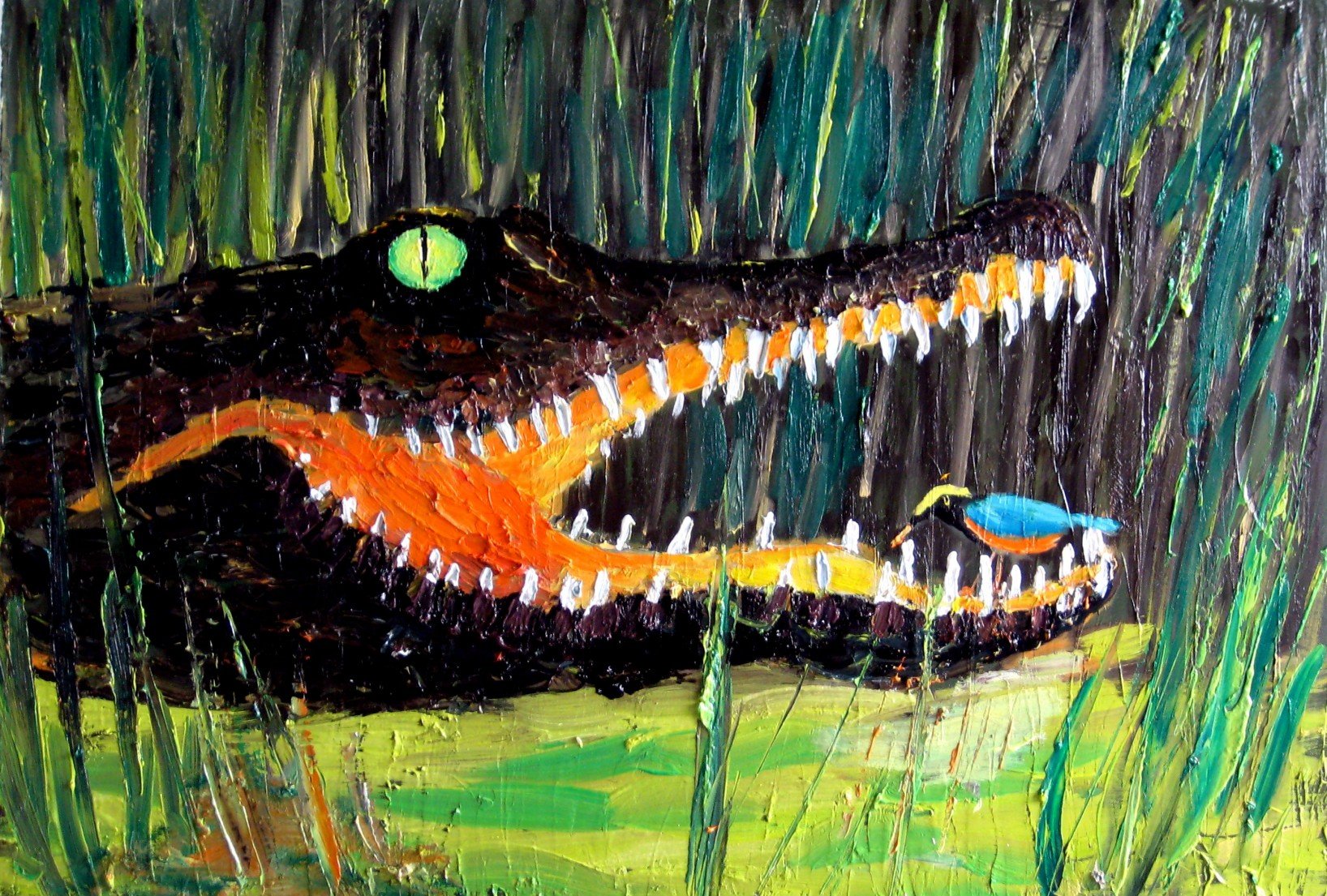 Крокодил живопись маслом