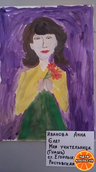 Моя учительница рисунок гуашь