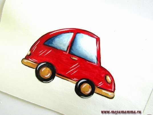 Рисунок гуашью машину лёгкую