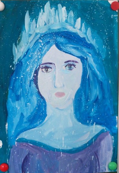 Портрет снежной королевы гуашью