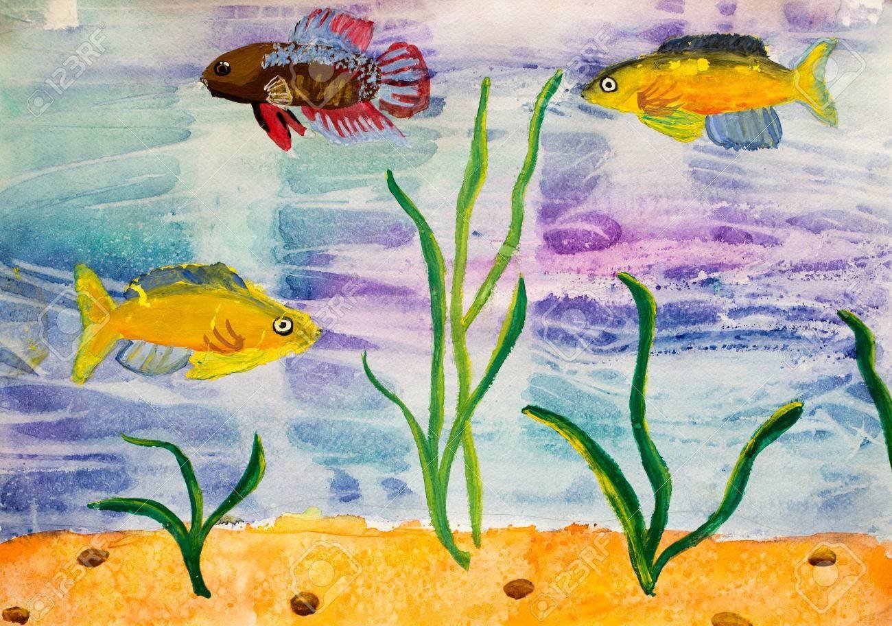 Рисование красками на тему аквариумные рыбки