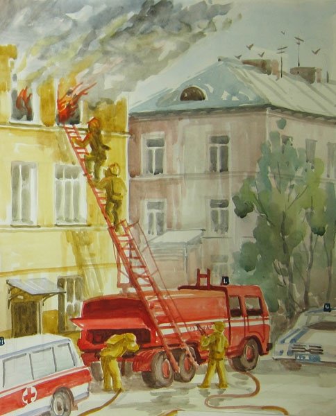 Пожарник рисунок