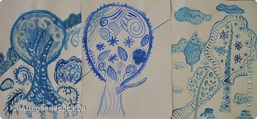 Зимний лес по мотивам Гжели