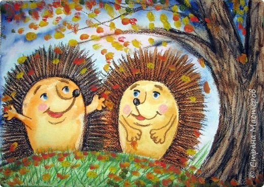 Рисование Ежик красками