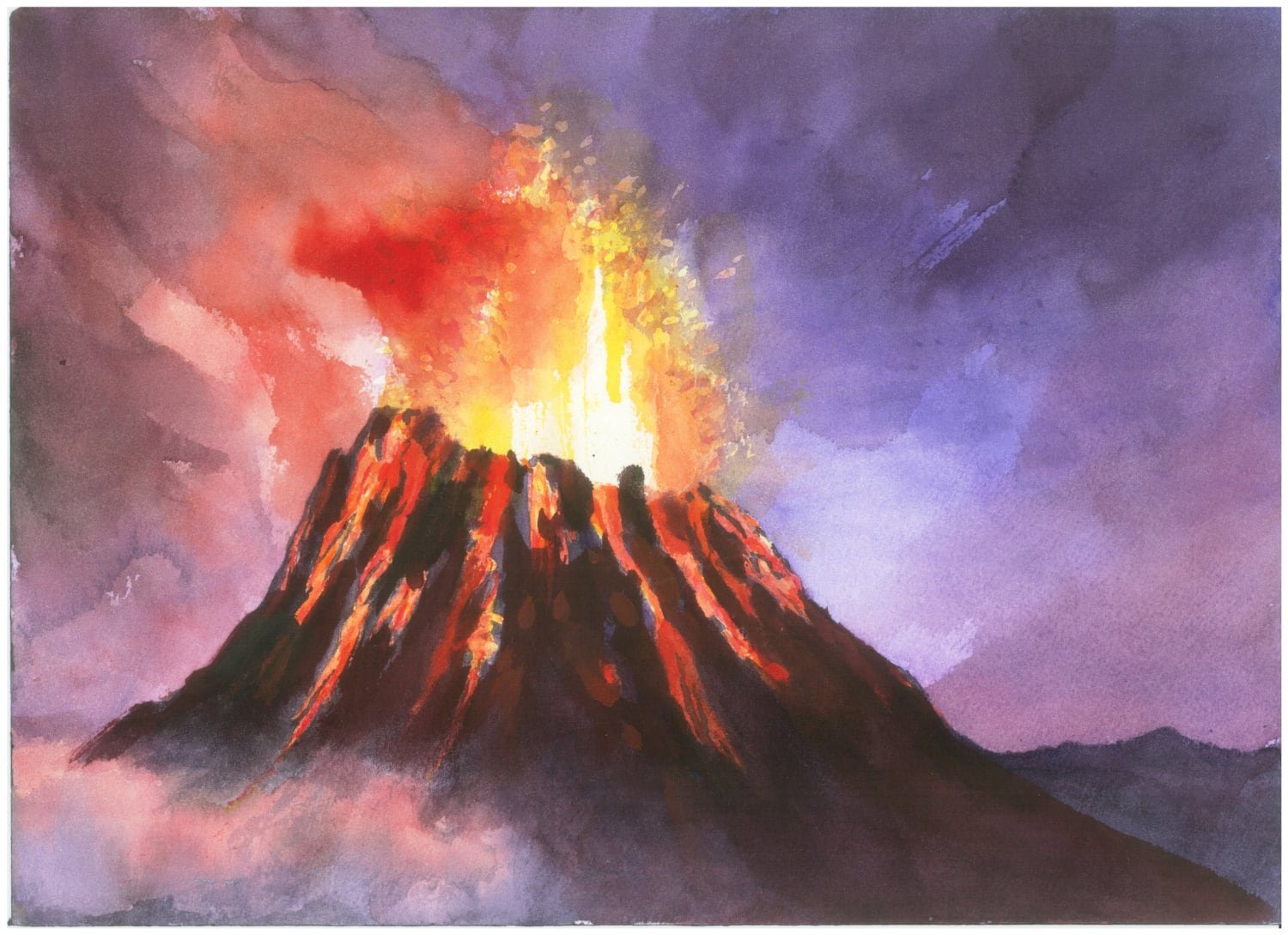 Извержение вулкана картина