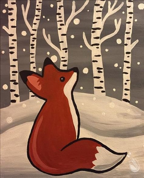 Рисование Лисичка зимой