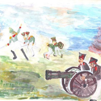 Бородино рисунок красками