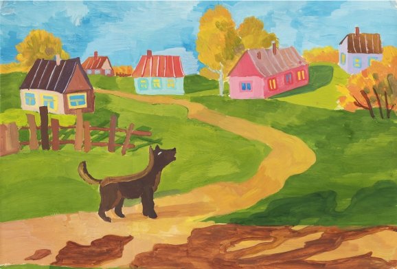 Дети рисуют деревню