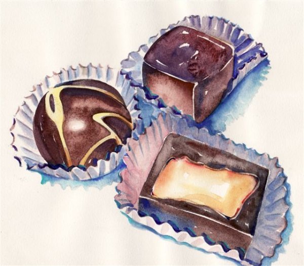 Конфеты акварель