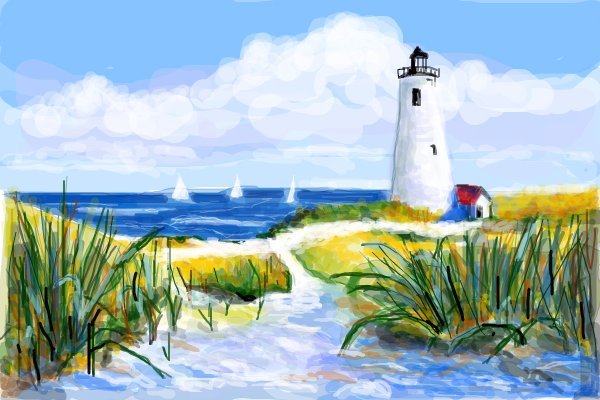 Маяк гуашью для начинающих