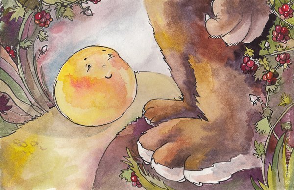 Колобок акварелью