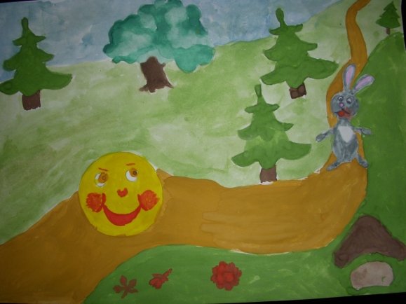 Рисование Колобок средняя группа