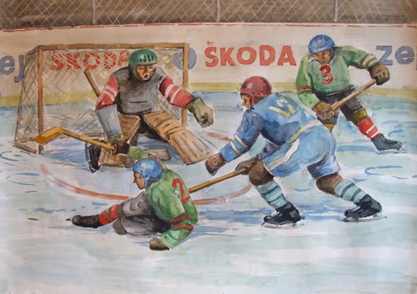 Хоккей картина маслом