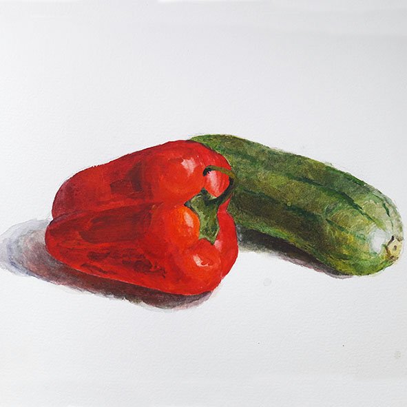 Этюды овощей гуашью