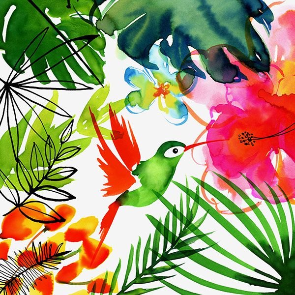 Тропический лес акварелью