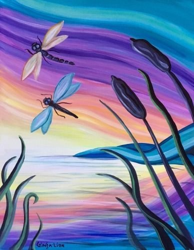 Стрекоза гуашью