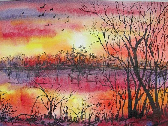 Рассвет рисунок гуашью (46 фото)