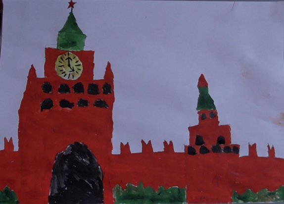 Спасская башня Кремля рисование старшая группа