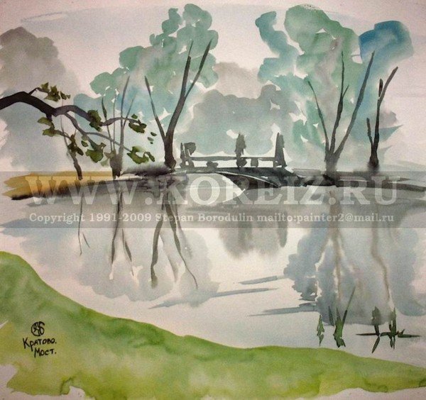 Пейзаж отражение воды несложный