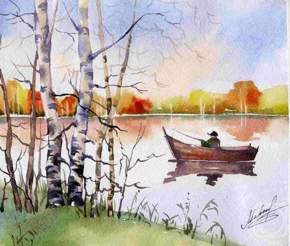 Осенний пейзаж акварелью для начинающих