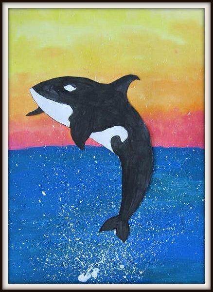 Кит красками для детей