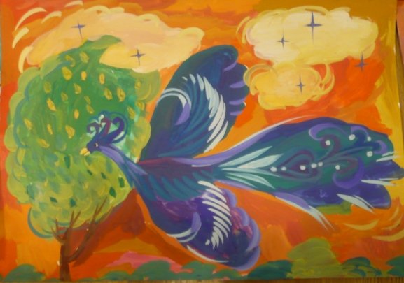 Рисование с детьми Сказочная птица