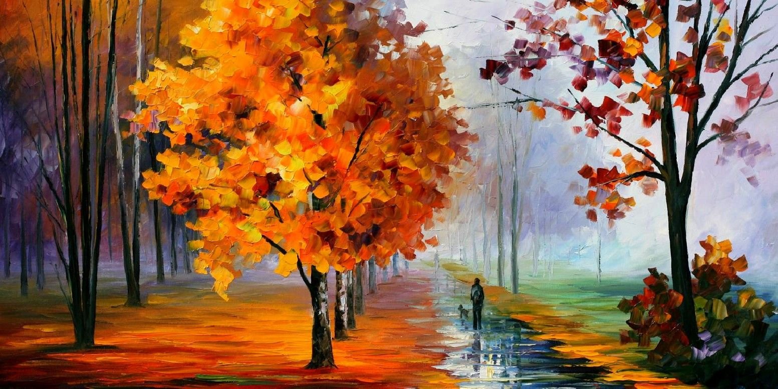 Осеннее дерево акриловыми красками