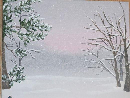 Рисунок зимы альбомный лист