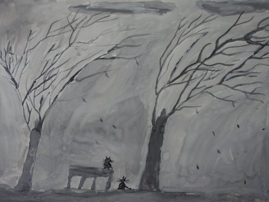 Рисование пасмурный осенний день